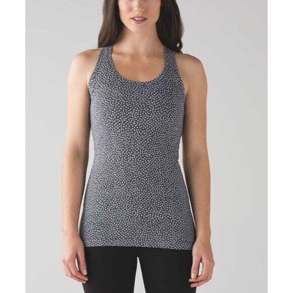 Lululemon Cool Racerback II Tank Top Frozen Fizz White Black Size 6 - Picture 3 of 10